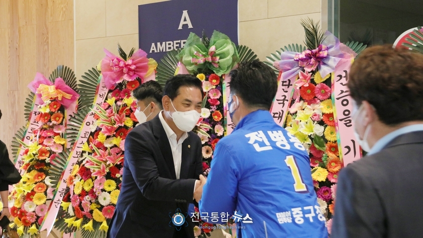 전병용 대전 중구청장 예비후보(더불어민주당) 선거사무소 개소식 모습. / 전국통합뉴스=이승주 기자